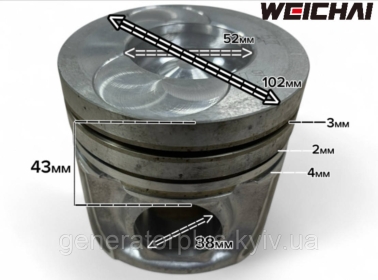 Поршень 102 мм Weichai YZ4102ZLQ BZQ 3.4