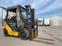 Вилочний автонавантажувач Komatsu, компакт з кабіною та позиціонером для кожної вили. - 14