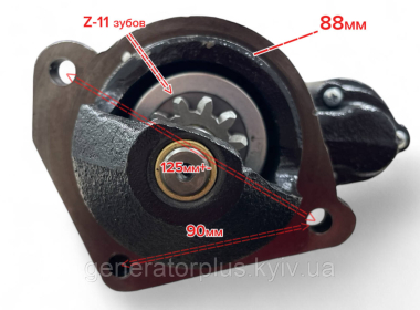 Стартер JCB 3CX, 4CX 320/09035 12V Z-11 зубів (320/09346 320/09144 320/09026 320/09022) - 2